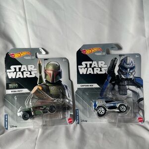 Star Wars Boba Fett and Captain Rex Hot Wheels Cars set of 2